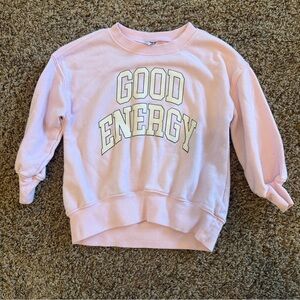 Old Navy Pale Pink "GOOD ENERGY" Crewneck Sweatshirt - Kids
